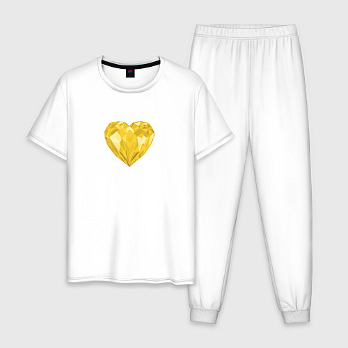 Мужская пижама Желтое алмазное сердце / Белый – фото 1