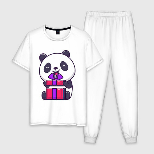 Мужская пижама Панда с подарком / Белый – фото 1