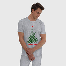 Пижама хлопковая мужская Арт новогодняя елка, цвет: меланж — фото 2