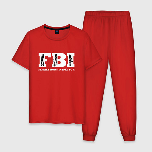 Мужская пижама ФБР - female body inspector / Красный – фото 1
