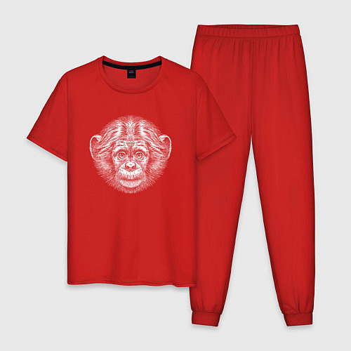 Мужская пижама Морда шимпанзенка / Красный – фото 1