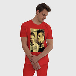 Пижама хлопковая мужская Fight club - actors, цвет: красный — фото 2