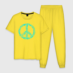 Пижама хлопковая мужская Peace life, цвет: желтый