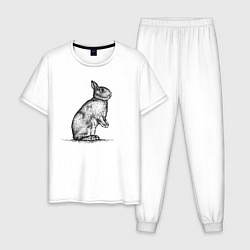 Пижама хлопковая мужская Заяц в профиль, цвет: белый