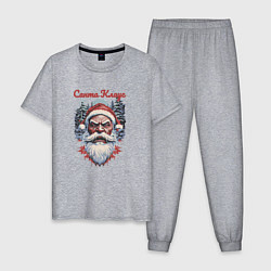 Пижама хлопковая мужская Безумный Санта, цвет: меланж