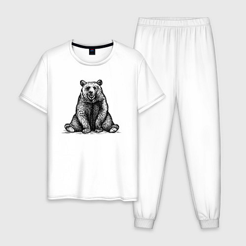 Мужская пижама Медведь веселый / Белый – фото 1
