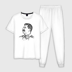Пижама хлопковая мужская Профиль Сталина, цвет: белый