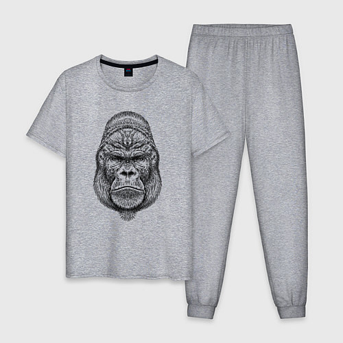 Мужская пижама Голова серьезной гориллы / Меланж – фото 1
