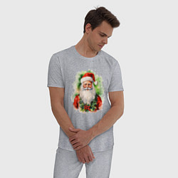 Пижама хлопковая мужская Бородатый Санта, цвет: меланж — фото 2
