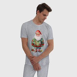 Пижама хлопковая мужская 2024 Санта, цвет: меланж — фото 2