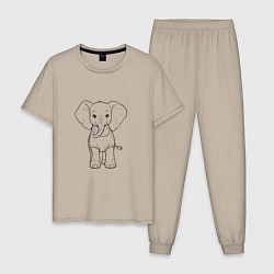Пижама хлопковая мужская Слоненок, цвет: миндальный