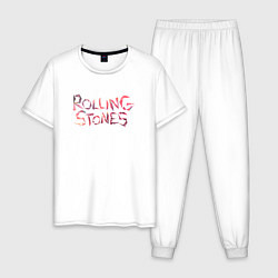 Пижама хлопковая мужская The Rolling Stones - logo, цвет: белый