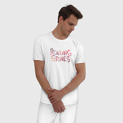 Пижама хлопковая мужская The Rolling Stones - logo, цвет: белый — фото 2
