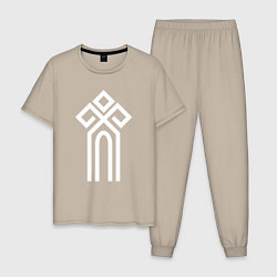 Пижама хлопковая мужская Символ славянский чур, цвет: миндальный