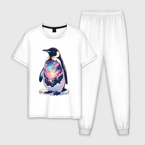 Мужская пижама Пингвин с космосом / Белый – фото 1