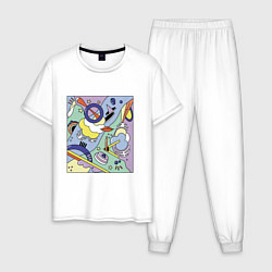 Пижама хлопковая мужская Хаос красок и форм авангардизма, цвет: белый