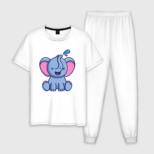 Мужская пижама Радостный слонёнок / Белый – фото 1