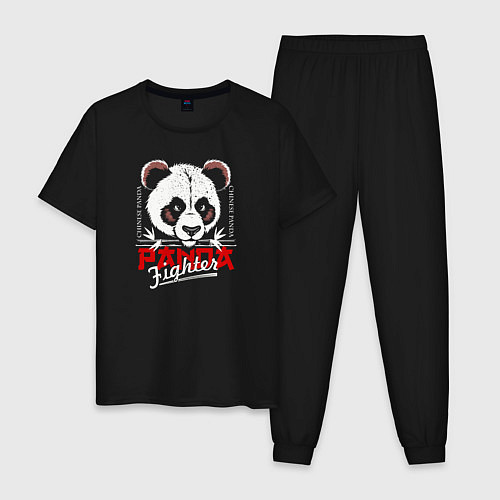 Мужская пижама Панда боец / Черный – фото 1