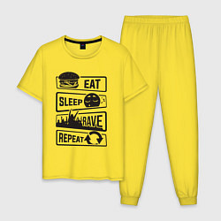 Пижама хлопковая мужская Еасть спать рейв, цвет: желтый