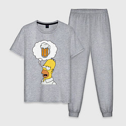 Пижама хлопковая мужская Пивной Гомер, цвет: меланж