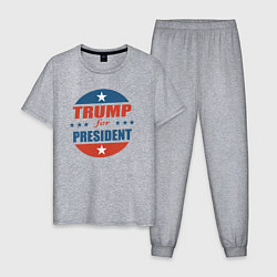 Пижама хлопковая мужская Трампа в президенты, цвет: меланж