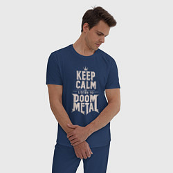 Пижама хлопковая мужская Слушай дум-метал, цвет: тёмно-синий — фото 2