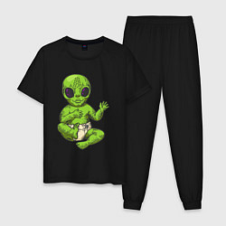 Пижама хлопковая мужская Ребёнок пришельца, цвет: черный