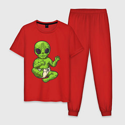 Пижама хлопковая мужская Ребёнок пришельца, цвет: красный
