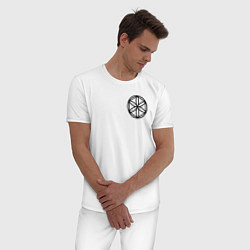 Пижама хлопковая мужская Символ перуна на груди, цвет: белый — фото 2