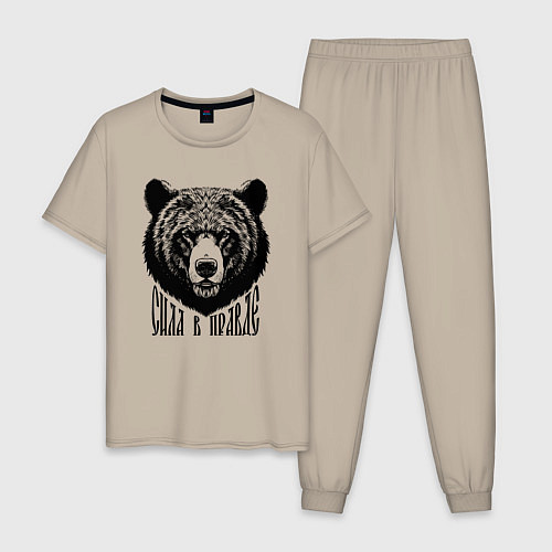 Мужская пижама Медведь русич - сила в правде / Миндальный – фото 1