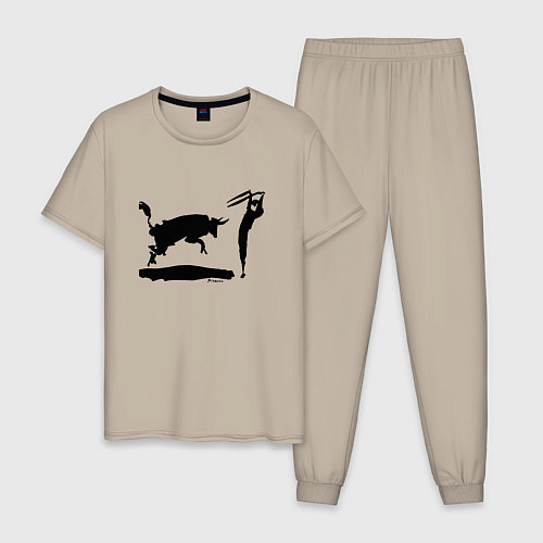 Мужская пижама Пикассо - Бой быков коррида тореадор / Миндальный – фото 1