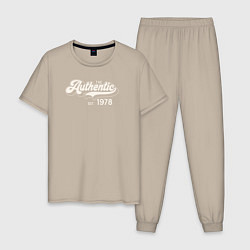 Пижама хлопковая мужская Authentic 1978, цвет: миндальный