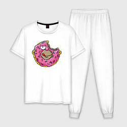 Пижама хлопковая мужская Homer donut, цвет: белый