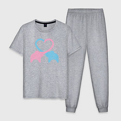 Пижама хлопковая мужская Elephants love, цвет: меланж