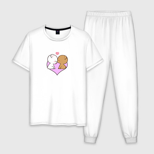 Мужская пижама Теплые сердца / Белый – фото 1