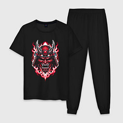 Пижама хлопковая мужская Samurai mask demon, цвет: черный