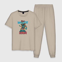 Пижама хлопковая мужская Вода содовая, цвет: миндальный