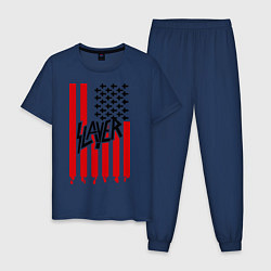 Пижама хлопковая мужская Slayer Flag, цвет: тёмно-синий