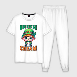 Пижама хлопковая мужская Irish Cream, цвет: белый