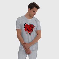 Пижама хлопковая мужская Сердце знак бесконечность, цвет: меланж — фото 2