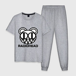 Пижама хлопковая мужская Radiohead logo bear, цвет: меланж