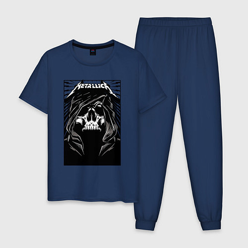 Мужская пижама Металлика - череп / Тёмно-синий – фото 1
