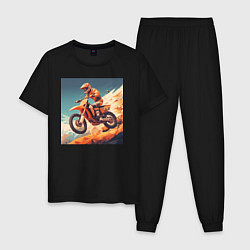 Пижама хлопковая мужская Мотокроссмэн, цвет: черный