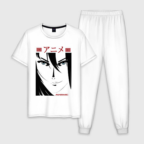 Мужская пижама Лицо девушки в стиле манга / Белый – фото 1