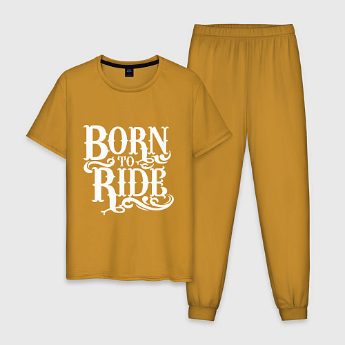 Мужская пижама Born to ride - рожденный ездить / Горчичный – фото 1