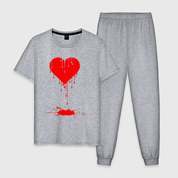 Пижама хлопковая мужская Bloody heart, цвет: меланж