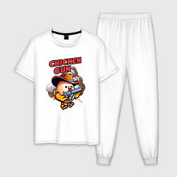 Пижама хлопковая мужская Chicken Gun - chicken, цвет: белый
