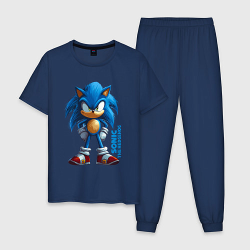 Мужская пижама Sonic - poster style / Тёмно-синий – фото 1