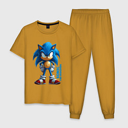 Пижама хлопковая мужская Sonic - poster style, цвет: горчичный