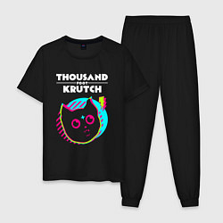 Пижама хлопковая мужская Thousand Foot Krutch rock star cat, цвет: черный
